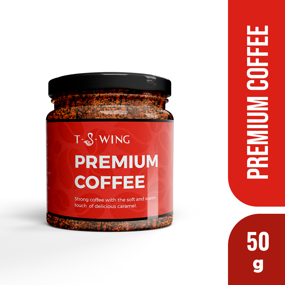 T-S-WING Premium Instant Coffee Blend - 100% Original | Agglomerated Coffee | 50Gm | Unmatched Smooth Aroma for Hot and Cold Brews | Make Café Style Hot or Cold Coffee, Cappuccino, Espresso, Latte at Home