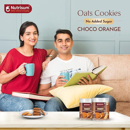 Nutrisum Oats Chocolate Cookies, Digestive High Fibre Choco Orange Biscuit with Oats, Refined Sugar Free 70GMS (Pack of 2)