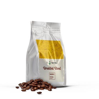 T-S-WING Breakfast Blend Coffee | 30% Rich Arabica, 70% Robusta for Smooth Morning Bliss | 250g Roasted Beans | Zero Acid Reflux or Bloating
