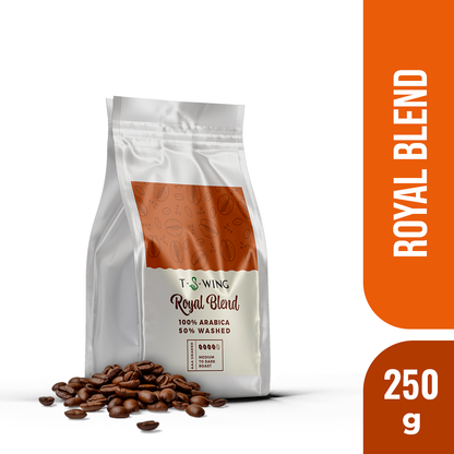 T-S-WING ROYAL Blend Coffee Beans | 100% Pure Arabica Beans for Instantly Smooth Aroma & Taste (250 gm) | No Preservatives, Rich & Chocolatey Flavors |